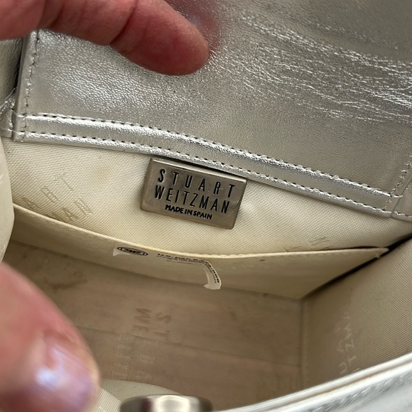 Silver and Gold Metallic Stuart Weitzman PVC top handle bag - Picture 2 of 11